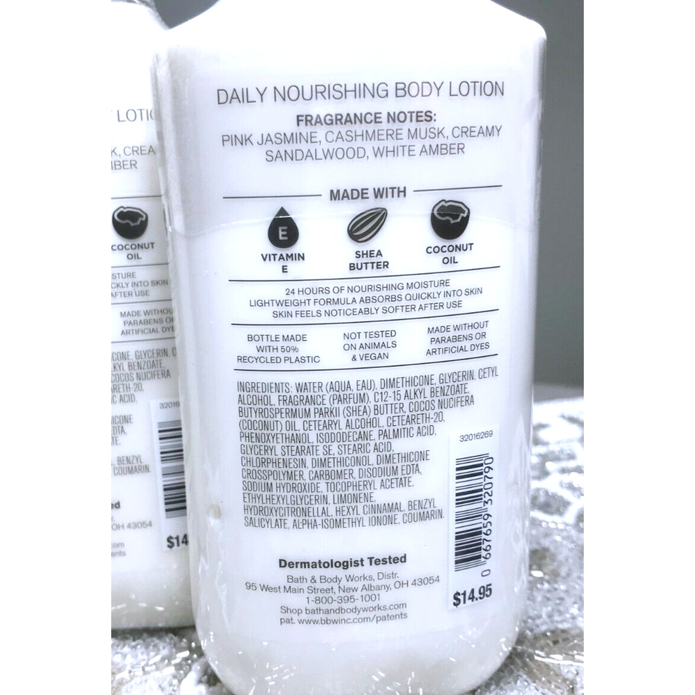 Bath & Body Works PINK CASHMERE 8 oz Daily Nourishing Body Lotion (x3) Jasmine - Picture 3 of 4